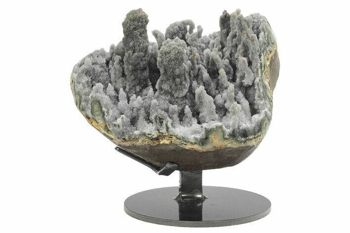 Sparkling Purple/Gray Quartz Geode Section - Metal Stand #233931